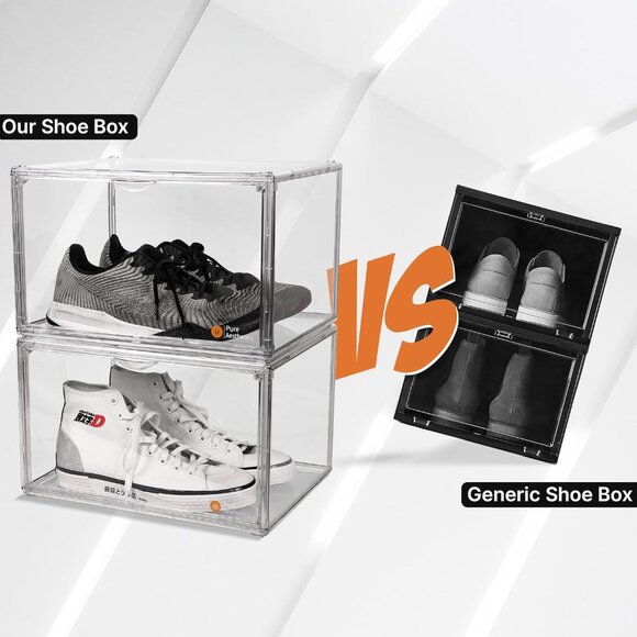 Pure Aesthetics: Acrylic Clear Shoe Boxes for Up to Size 13 (Side Opening) - Picture 5 of 9